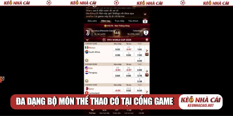 Đa dạng bộ môn thể thao có mặt tại cổng game uy tín