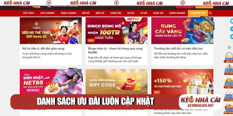 Danh sách ưu đãi luôn cập nhật dành cho game thủ